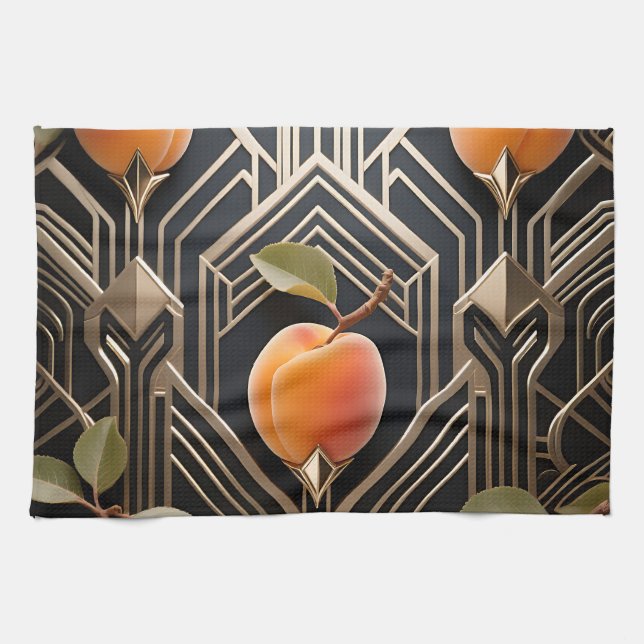Art Deco Pfirsich-Muster Geschirrtuch (Horizontal)