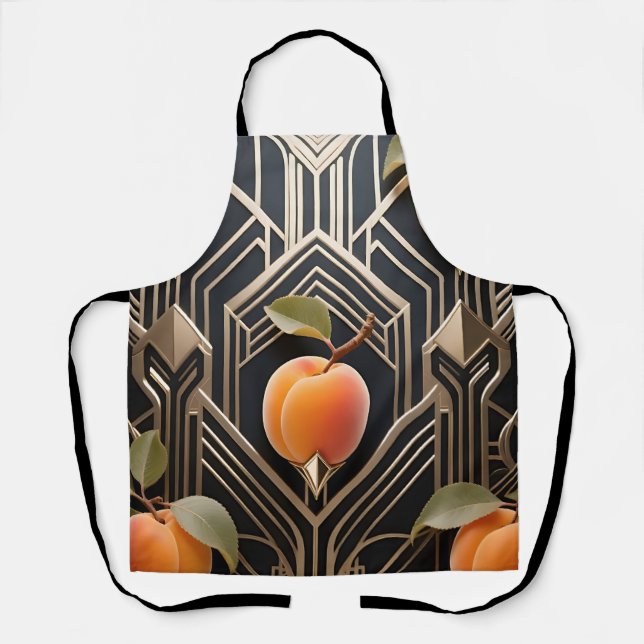 Art Deco Pfirsich-Muster Schürze (Vorderseite)