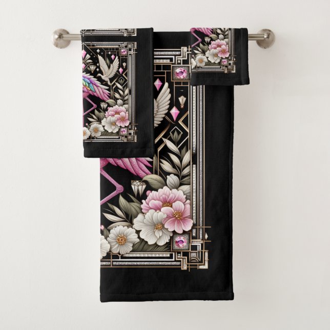 Art Deco Pink and Rainbow Flamingo  (En situation)