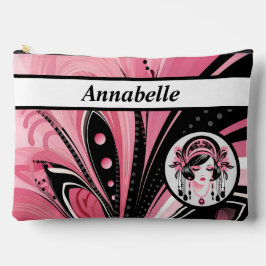Art Deco Pink Beaded Girl Schneiden Nähtasche Zubehörtasche