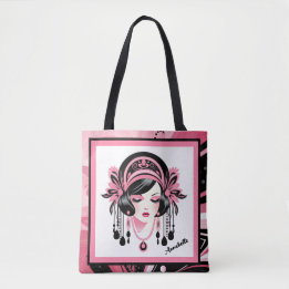 Art Deco Pink Beaded Girl Tasche
