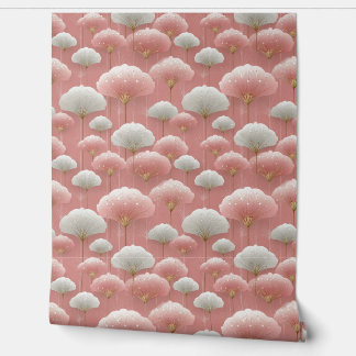 Art Deco Pink Flowers Tapete