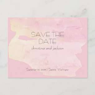 Art Deco Pink & Gelbe Hochzeit Sichern Sie das Dat Postkarte