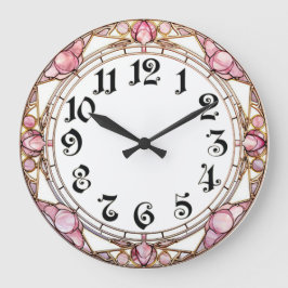 Art Deco Pink Große Wanduhr