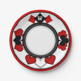 Art Deco Playing Card Anzug - Mit Monogramm Pappteller