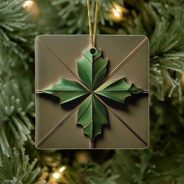 Art Deco Poinsettia Leaf Keramikornament (Baum)