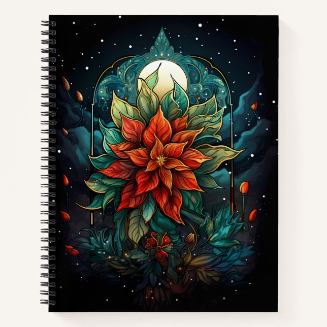 Art Deco Poinsettia Notizbuch (Vorderseite)