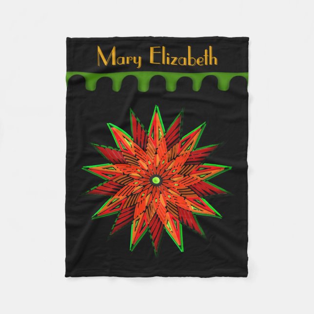 Art Deco Poinsettia WOW (Personalisiert) Fleecedecke (Vorderseite)