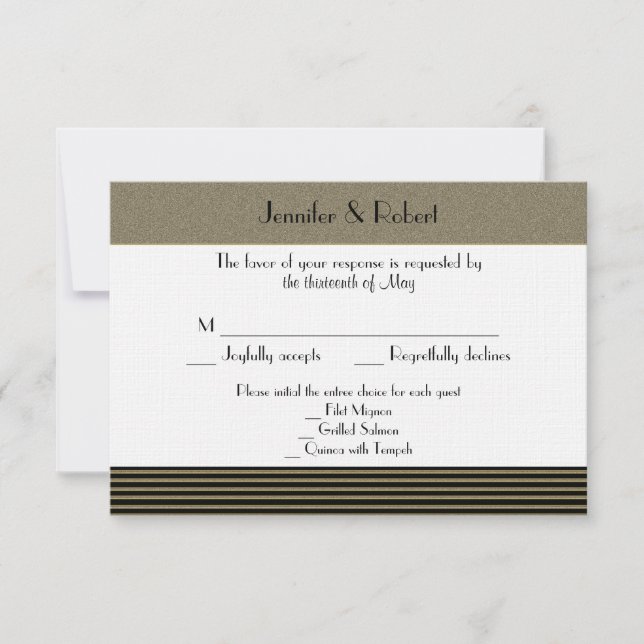Art Deco Posh Wedding Response Card RSVP Karte (Vorderseite)