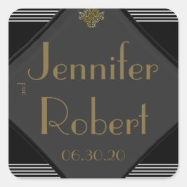 Art Deco Posh Wedding Umschlag Aufkleber