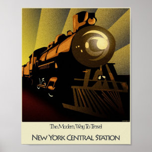 Art Déco Poster Train New York Central Station
