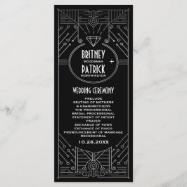 Art Déco Programmes de mariage Vintage noir et arg