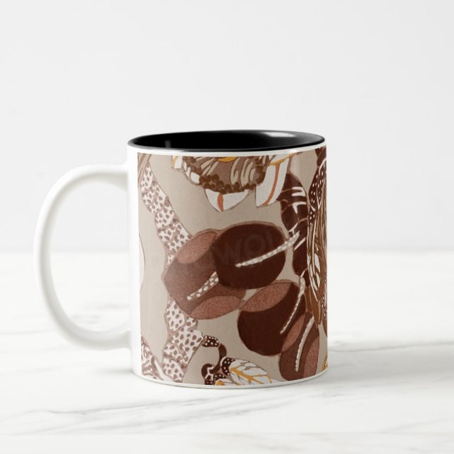 Art Deco Protea Blume Zweifarbige Tasse (Links)