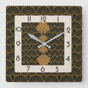 Art Deco Quadratische Wanduhr