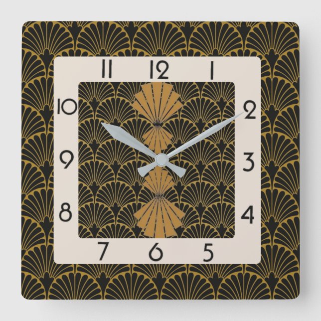 Art Deco Quadratische Wanduhr (Vorderseite)