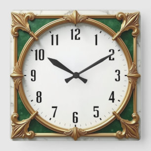 Art Deco Quadratische Wanduhr