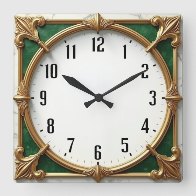 Art Deco Quadratische Wanduhr (Vorderseite)