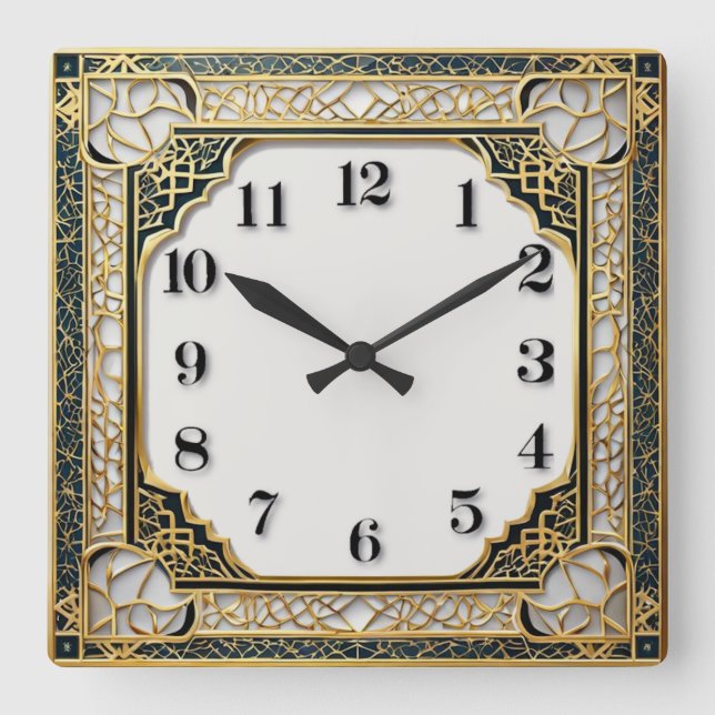 Art Deco Quadratische Wanduhr (Vorderseite)