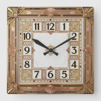 Art Deco Quadratische Wanduhr