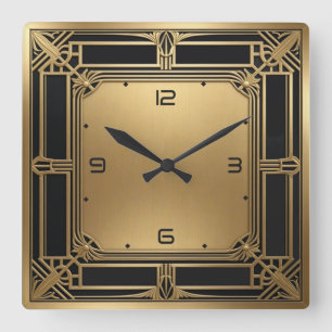 Art Deco Quadratische Wanduhr