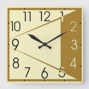 Art Deco Quadratische Wanduhr