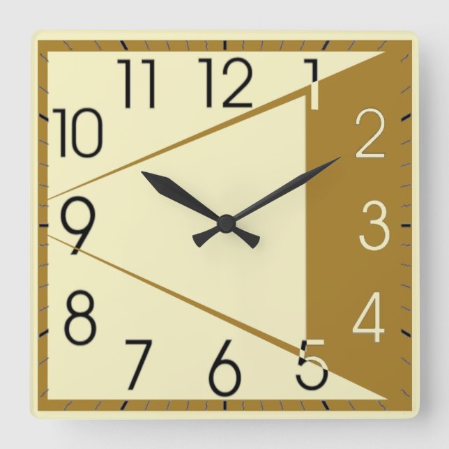 Art Deco Quadratische Wanduhr (Vorderseite)