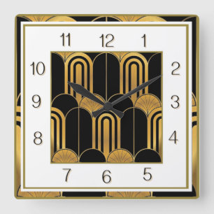 Art Deco Quadratische Wanduhr