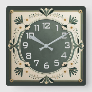 Art Deco Quadratische Wanduhr