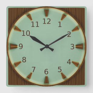 Art Deco Quadratische Wanduhr