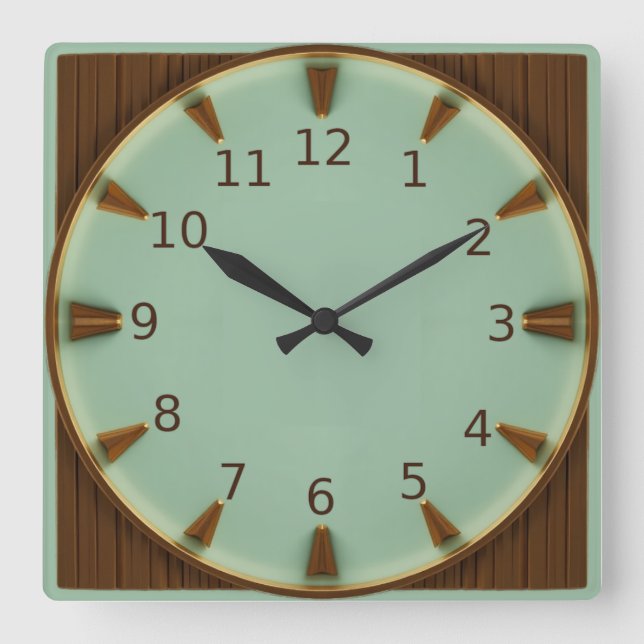 Art Deco Quadratische Wanduhr (Vorderseite)