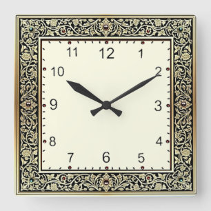 Art Deco Quadratische Wanduhr