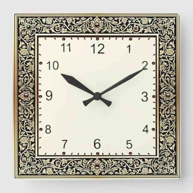 Art Deco Quadratische Wanduhr (Vorderseite)