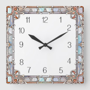 Art Deco Quadratische Wanduhr