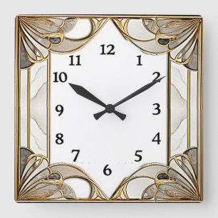 Art Deco Quadratische Wanduhr