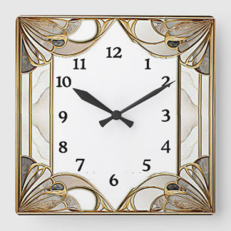 Art Deco Quadratische Wanduhr