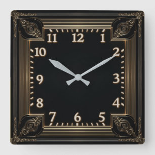 Art Deco Quadratische Wanduhr