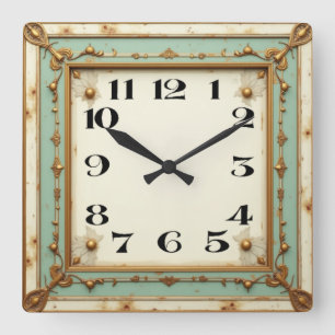Art Deco Quadratische Wanduhr