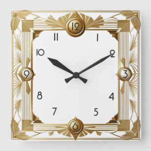 Art Deco Quadratische Wanduhr
