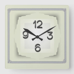 Art Deco Quadratische Wanduhr