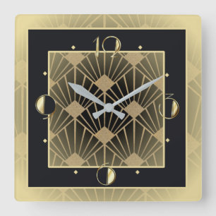 Art Deco Quadratische Wanduhr