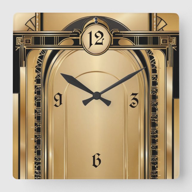Art Deco Quadratische Wanduhr (Vorderseite)