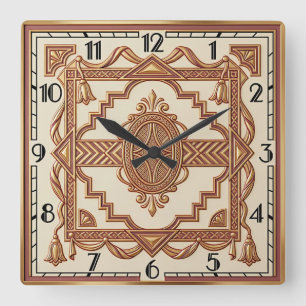 Art Deco Quadratische Wanduhr