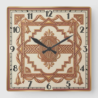 Art Deco Quadratische Wanduhr