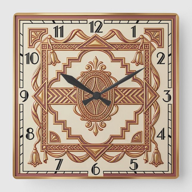 Art Deco Quadratische Wanduhr (Vorderseite)