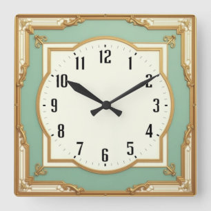 Art Deco Quadratische Wanduhr