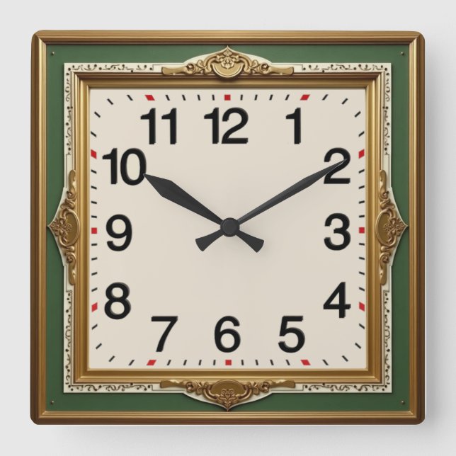 Art Deco Quadratische Wanduhr (Vorderseite)