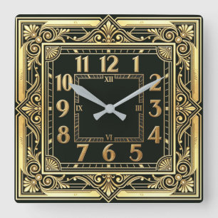 Art Deco Quadratische Wanduhr
