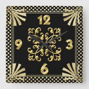 Art Deco Quadratische Wanduhr