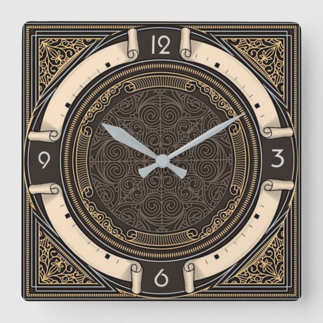 Art Deco Quadratische Wanduhr (Vorderseite)