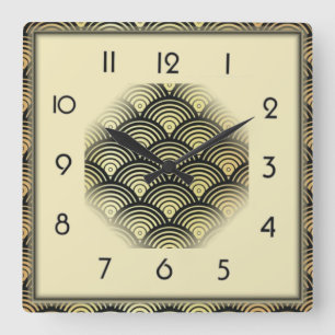 Art Deco Quadratische Wanduhr